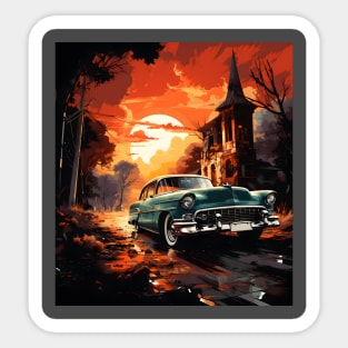 old school car art vintage design classic car Sticker